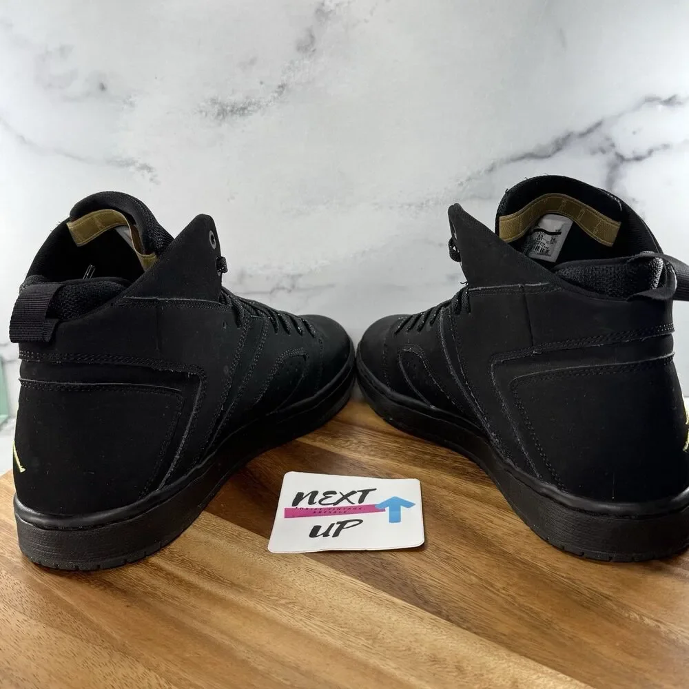 Mens Size 11-Nike Air Jordan Flight Legend Black Gold Logo Sneakers AA2526-031